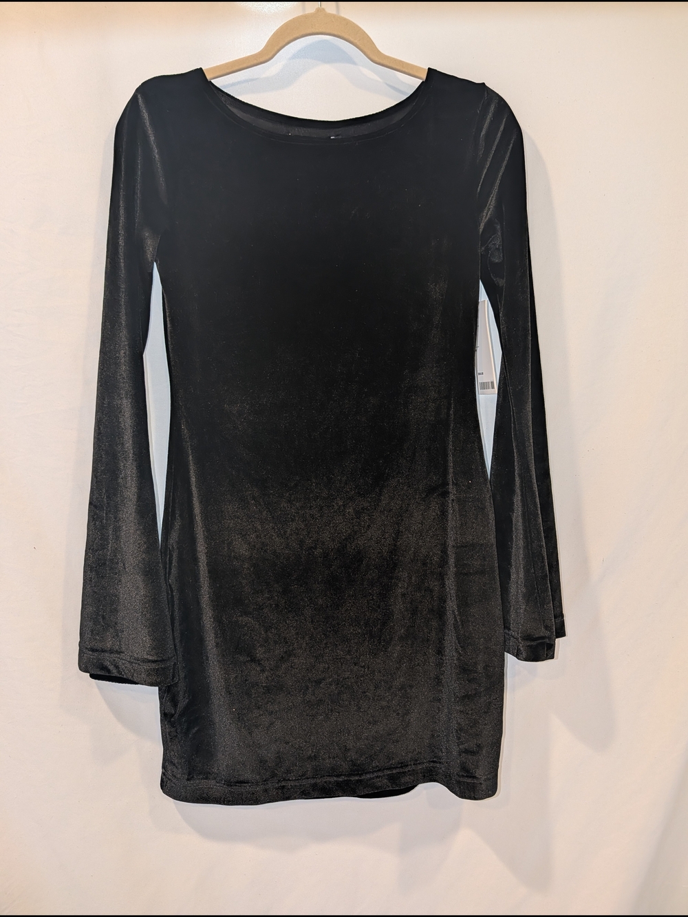 Urban Outfitters Black Velvet Bell Sleeve Mini Dress bodycon stretch whimsygoth